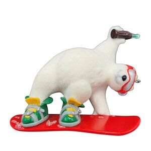 Hallmark Coca-Cola 2001 Polar Bear Snowboarding Christmas Ornament Holiday
